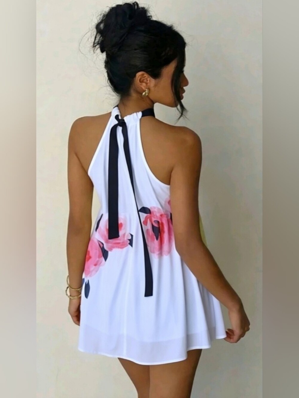 Kate Spade New York White Halter Dress With Pink Rose Print - Picture 5 of 12